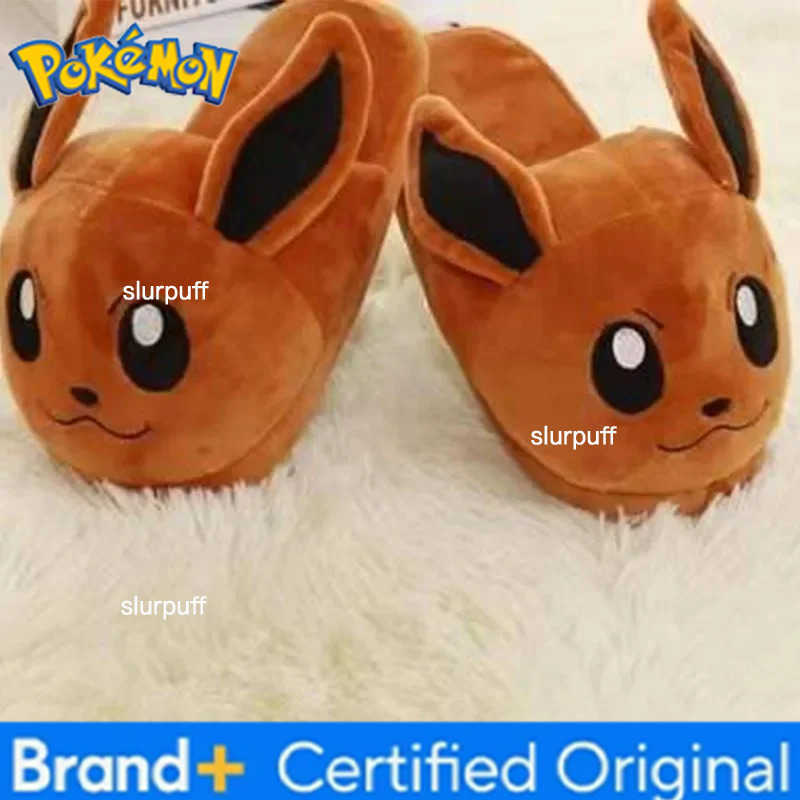 Pokemon Pokmon Cartoon Pikachu Plush Cotton Anime Shoes Shallow Velvet Slippers Sewing Shoes Parent-Child Couple Cute Furry Slippers W251226