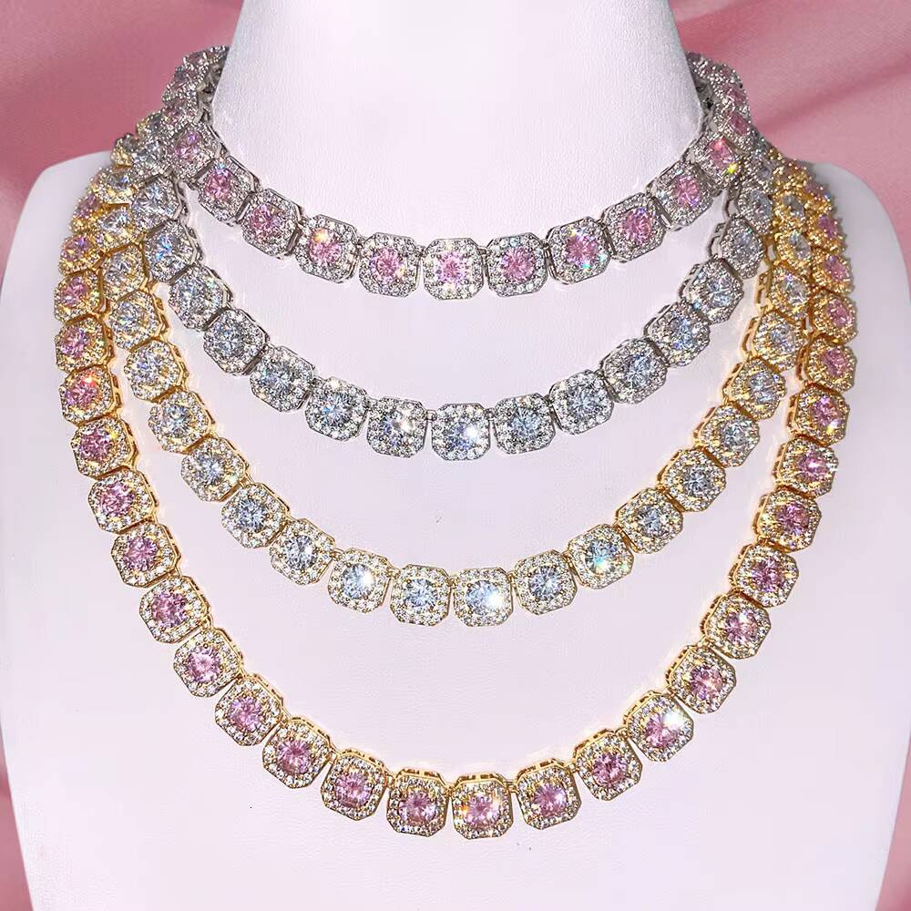925 Sterling Silver Plated Crushed Bling Necklace Luxury American Style Cz Diamond Necklace Jewelry