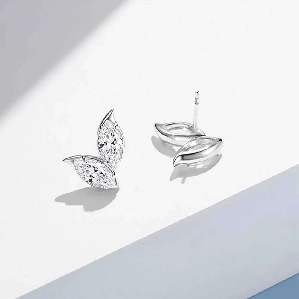 2-Leaves Moissanite Stud Earrings for Women 4Cttw Marquise Cut Lab Diamond Earring 925 Sterling Silver Ear Studs Fine Jewelry 25H1226