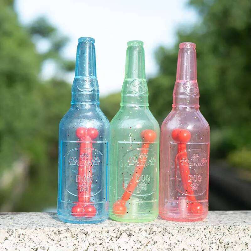 Pet Chew Summer Floating Rubber Bottle For Puppy Interactive Teeth Cleaning Dog Squeaky Toy With Bone Dogs Toys 25N1226