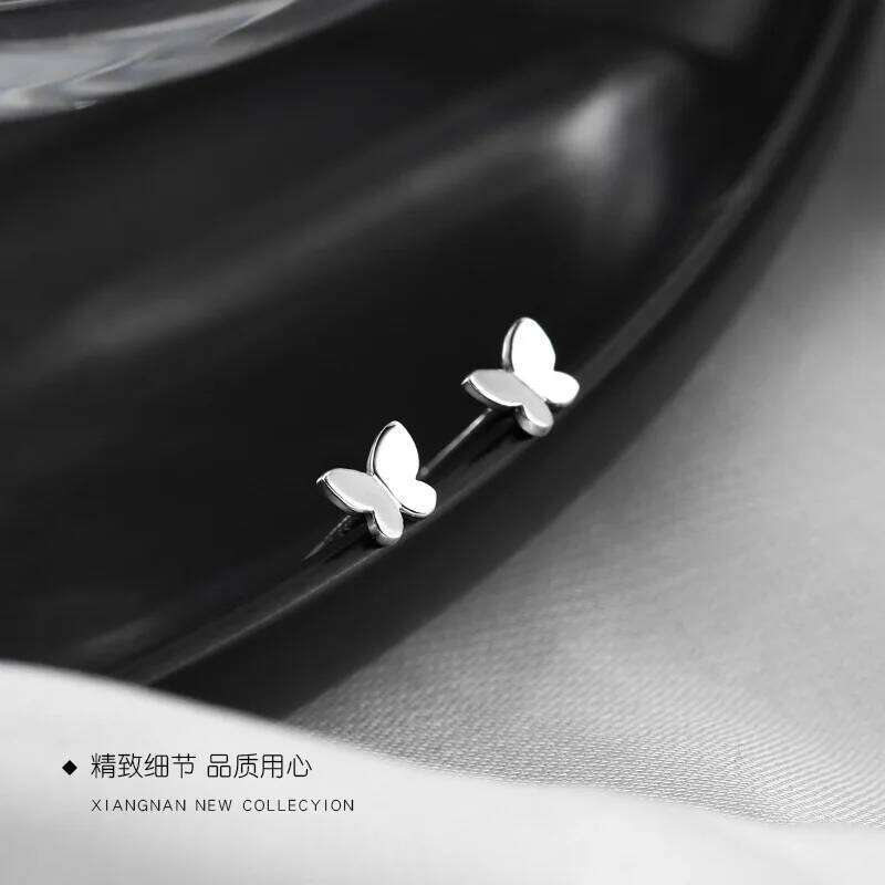 925 Sterling Silver Cute Mini Butterfly Small Stud Earrings Children Girl Simple Romantic Piercing Jewelry Accessories 25H1226