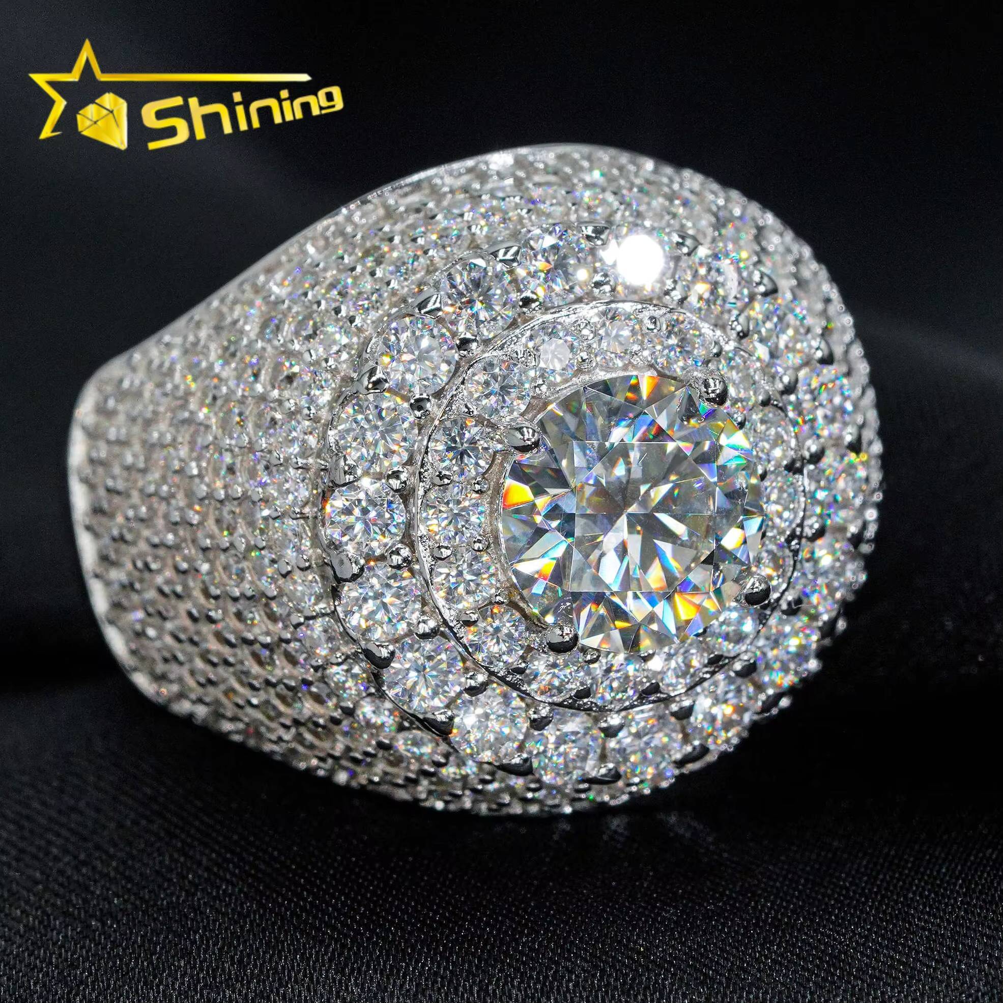 Pass Diamond Tester Iced Out Men Rings 925 Silver Fashion Moissanite Ring Hip Hop Fashion Jewelry Pinky Rings for Engagement