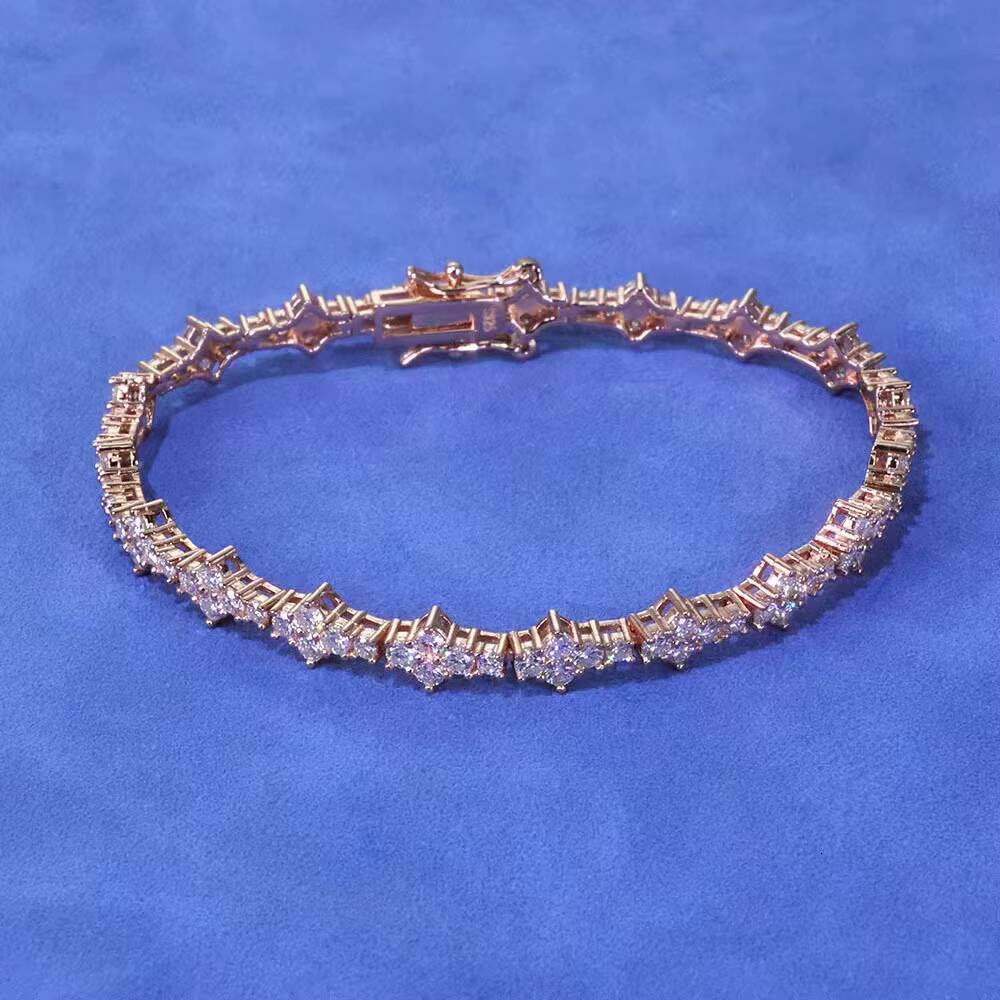 Fashion New Arrival Femme Design 925 Silver VVS Moissanite Diamond Iced Out Cross Tennis Chain Bracelet