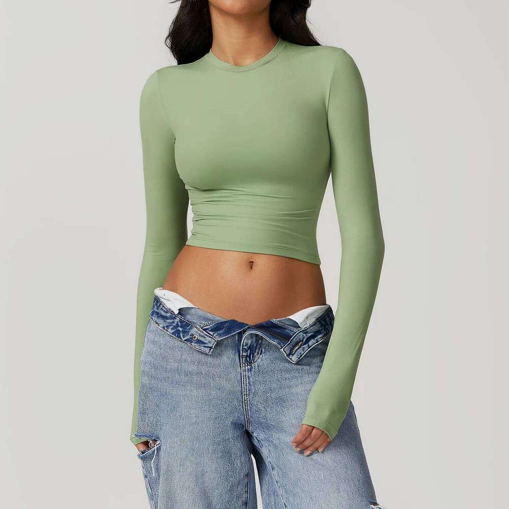 Crop Shirts for Women Yoga Long Sleeves Sports Fitness Top Push Up Gym Clothes Workout Tops 25T1226