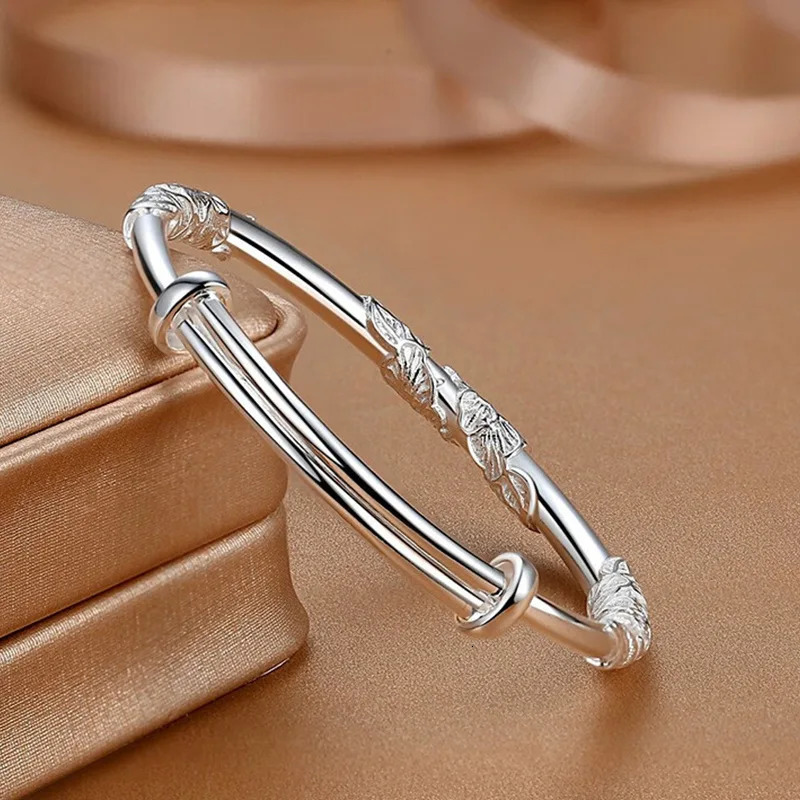925 Sterling Silver Fullblown Flowers Bracelet For Women Original Light Texture Adjustable Solid Party Jewelry 251219