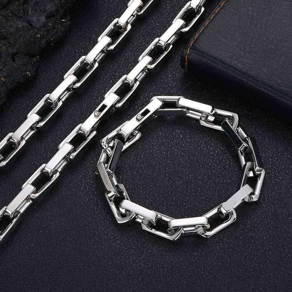 jewelry Fashion Stainless Steel PVD Plated Cuban Bracelet Hip Hop Jewelry Cool Square Bamboo Joint Chain Man Women Gift