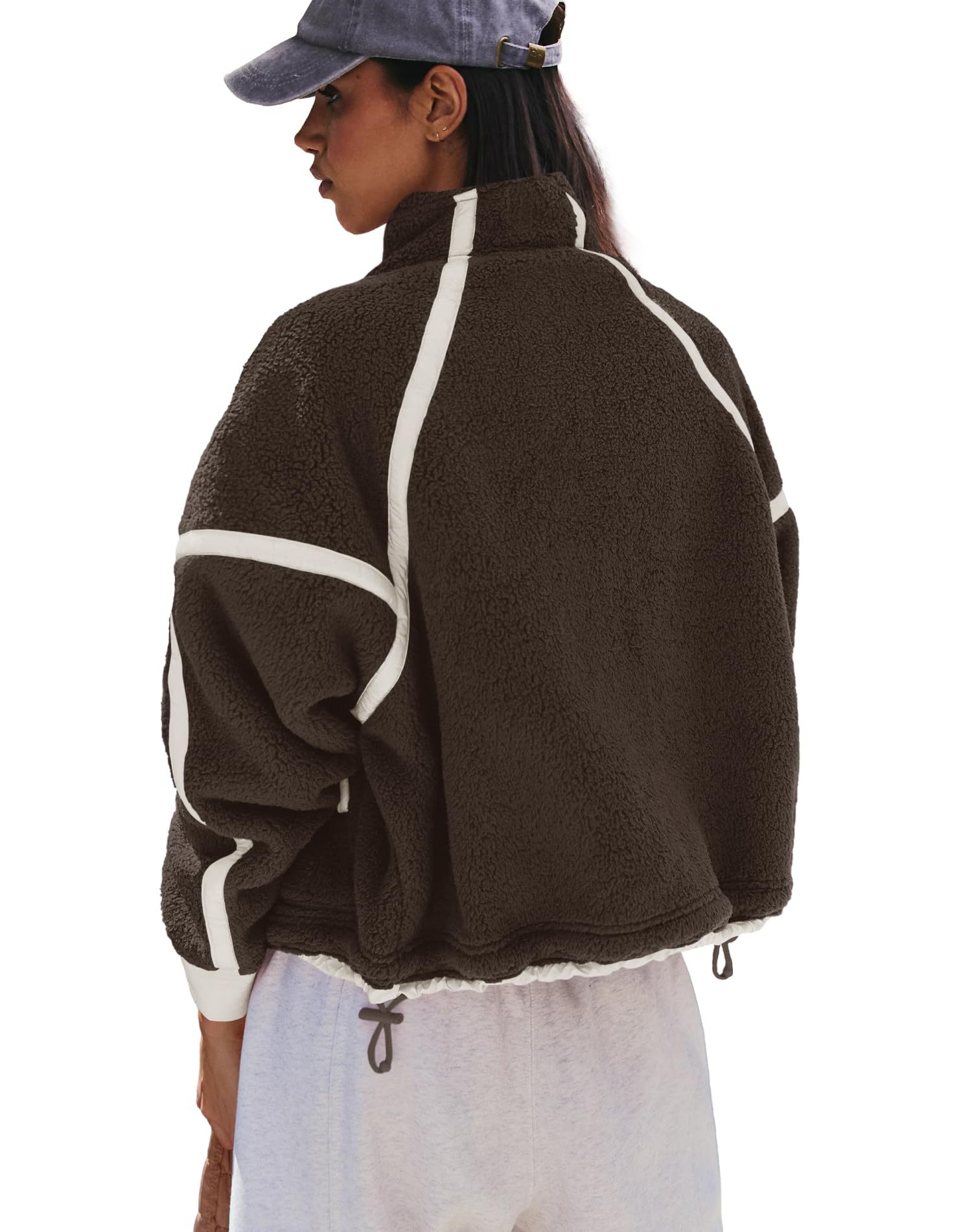 2026 autumn and winter women's zipper sportswear long sleeved stand up collar pullover casual color blocked top