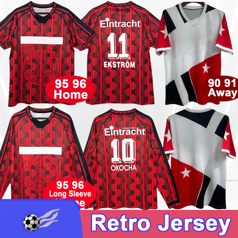 1990 1996 FranKFurt Mens Retro Soccer Jerseys EKSTROM GAUDINO OKOCHA HAGNER Home Vintage Football Shirts