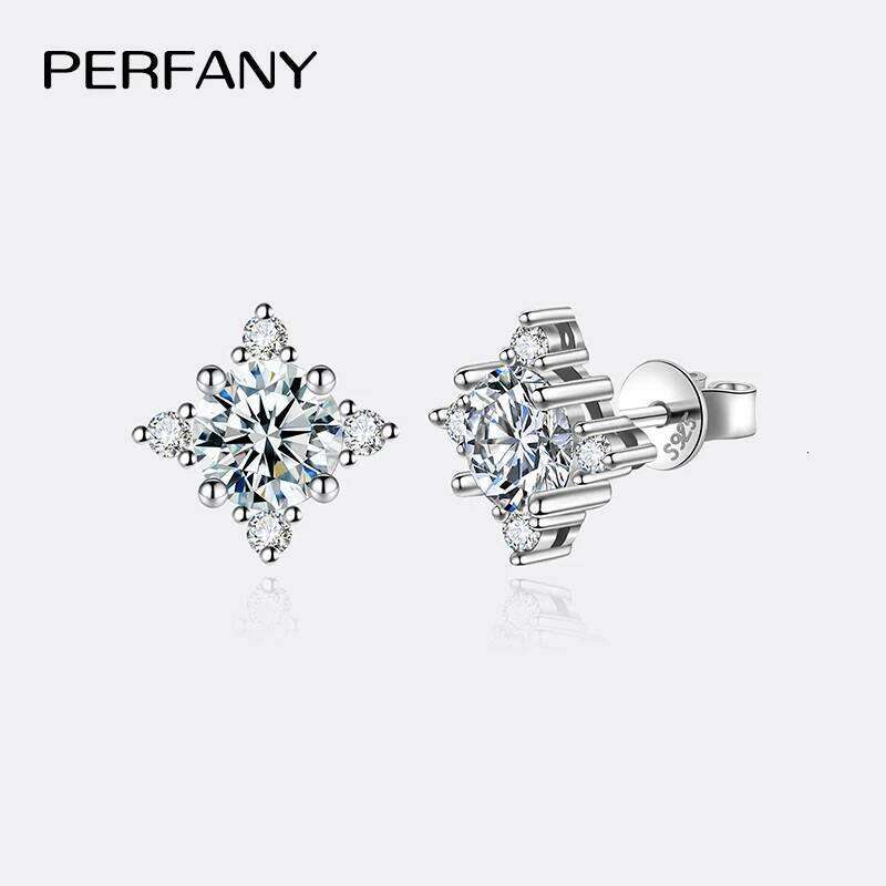 PERFANY 0.5/1CT Moissanite for Women S925 Pure Silver Four Claw Star GRA Certified Diamond Earrings Party Jewelry 25H1226