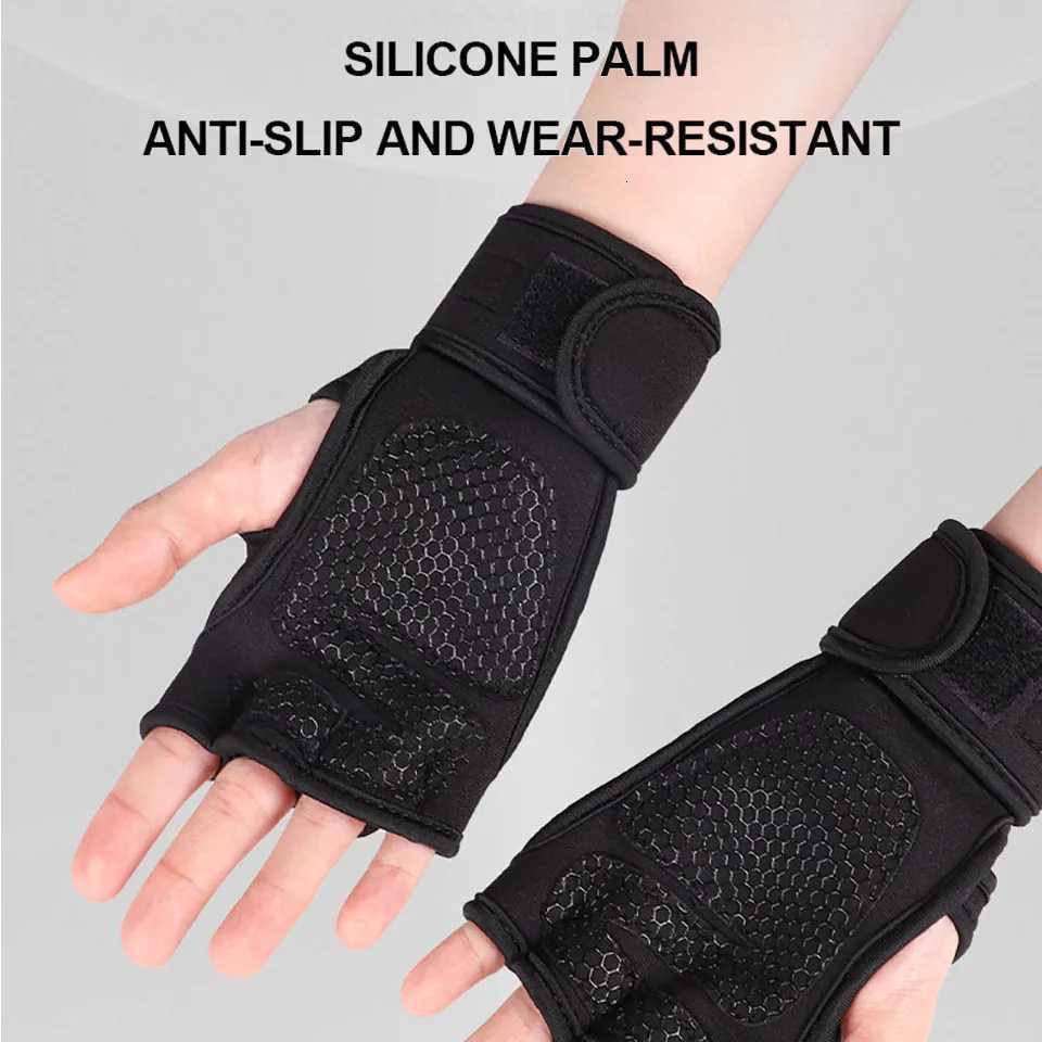 1Pair Protective Gloves Anti-Slip And Wear-Resistant Reduce Calluses Honeycomb Silicone Anti-Slip Fitness Half-Finger Gloves M251226