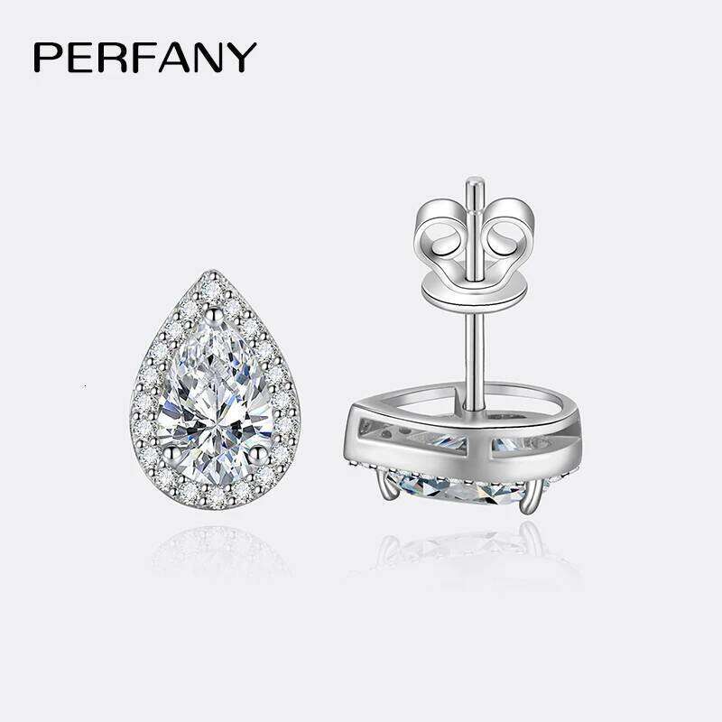 PERFANY 1CT Moissanite for Women S925 Pure Silver Water Droplet Cutting Laboratory Diamond Earrings Luxury Jewelry 25H1226