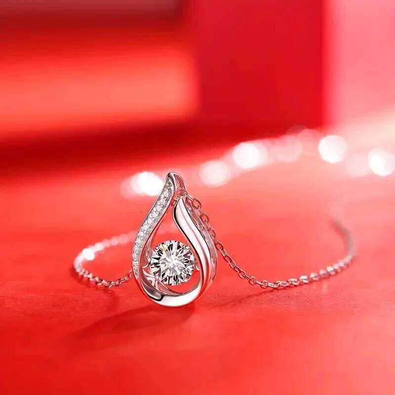 Huitan Classic Waterdrop Shaped Luxury for Women Inlaid AA Cubic Zirconia Eternity Engagement Necklace Female Jewelry