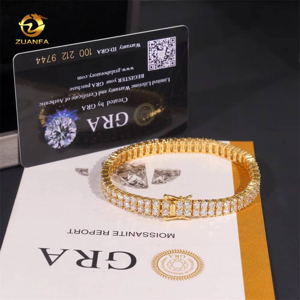 3mm 2Row VVS Moissanite Tennis Chain Hip Hop Jewelry Iced Out 3 Color MOissanite Bracelet Women 925 Silver Tennis Necklace