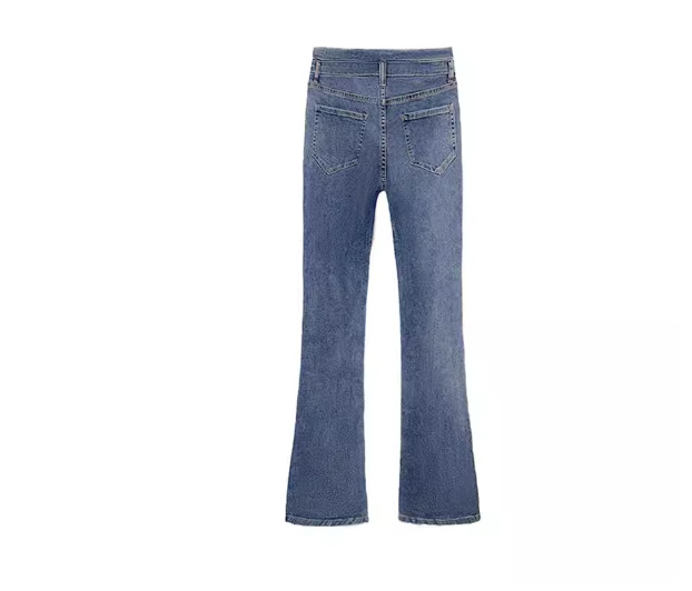 Cotton High Waist Flared Pants for Women 2024 Winter New Design Style Split Versatile Jeans Chic Trouser ddmysept