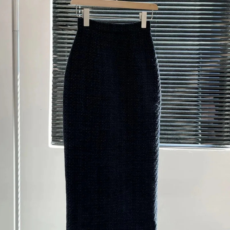 BAFU Autumn Fashion Tweed Set 2Piece Elegant Office Formal Suit Women Notch Collar Double Breasted JacketMidi Skirt 105F 251211