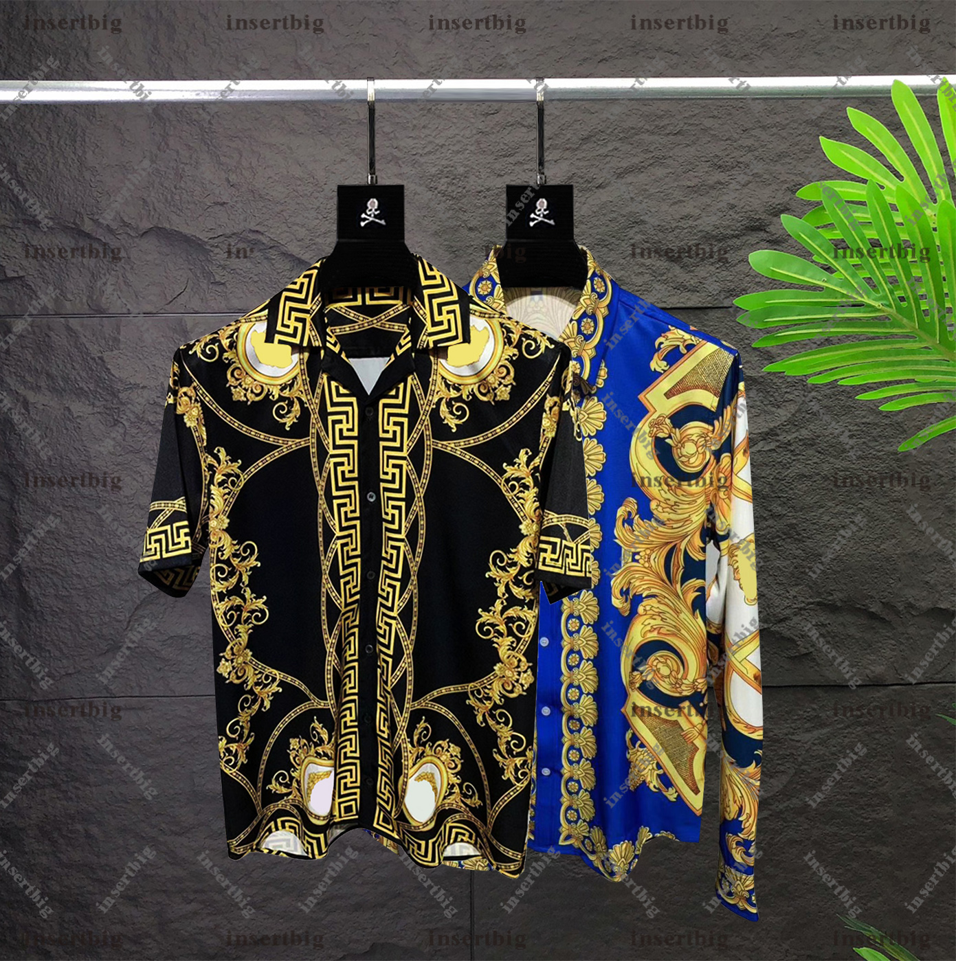 mens shirt Chemistry Luxe Fashion Brand Gold Print designer shirt Slim Fit Twist Button Shirt mens dress shirts long sleeve Asian Size S-XXL yyl