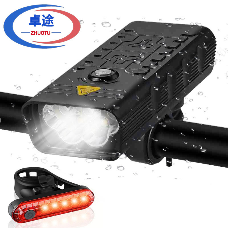 Bike Lights 10000mAh Bike Light USB Rechargeable 5000 Lumens Bike Headlight 6T6 LED Super Bright Flashlight Front Lights and Back Rear light 230606