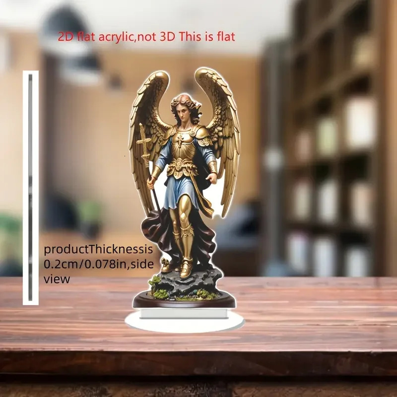 Archangel Michael statue ornament golden winged guardian angel holding sword religious home and office decora classicornament 251226 - view 4