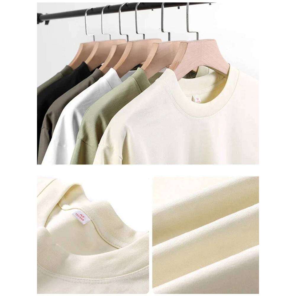 260G Heavy Cotton Summer T Shirt Men Korean Fashion Short Sleeve Loose Basic T-Shirts Solid Tops Oversized Tee Unisex
