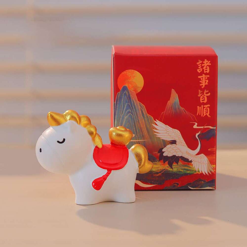 Dh_art Year of the Horse Zodiac Figurine | Chinese Style Desk Ornament for Home & Office | Cute Fortune Horse Statue & New Year Gift