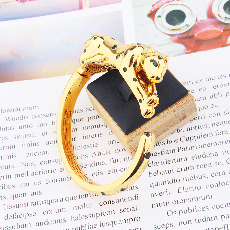 And Fashion Creative Bold Open Spot Leopard Bracelet Ring Set Smooth Resin Personalized Trendy Jewelry