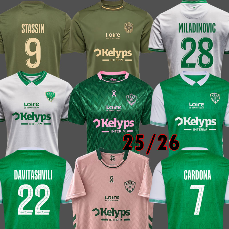 Maillot ASSE 2025 2026 AS Saints Etienne Goalkeeper Soccer Jerseys boutique des verts 25 26 STASSIN DAVITASHVILI CARDONA Kit Football shirts Special equipments
