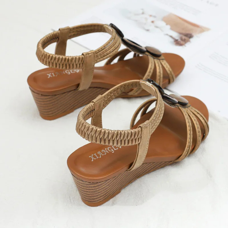 BEYARNE Bohemian Wedge Sandals Women Vintage Women Sandals Anti-Slip Roman Shoes Women Casual Sandals Platform Gladiator Shoes 251225