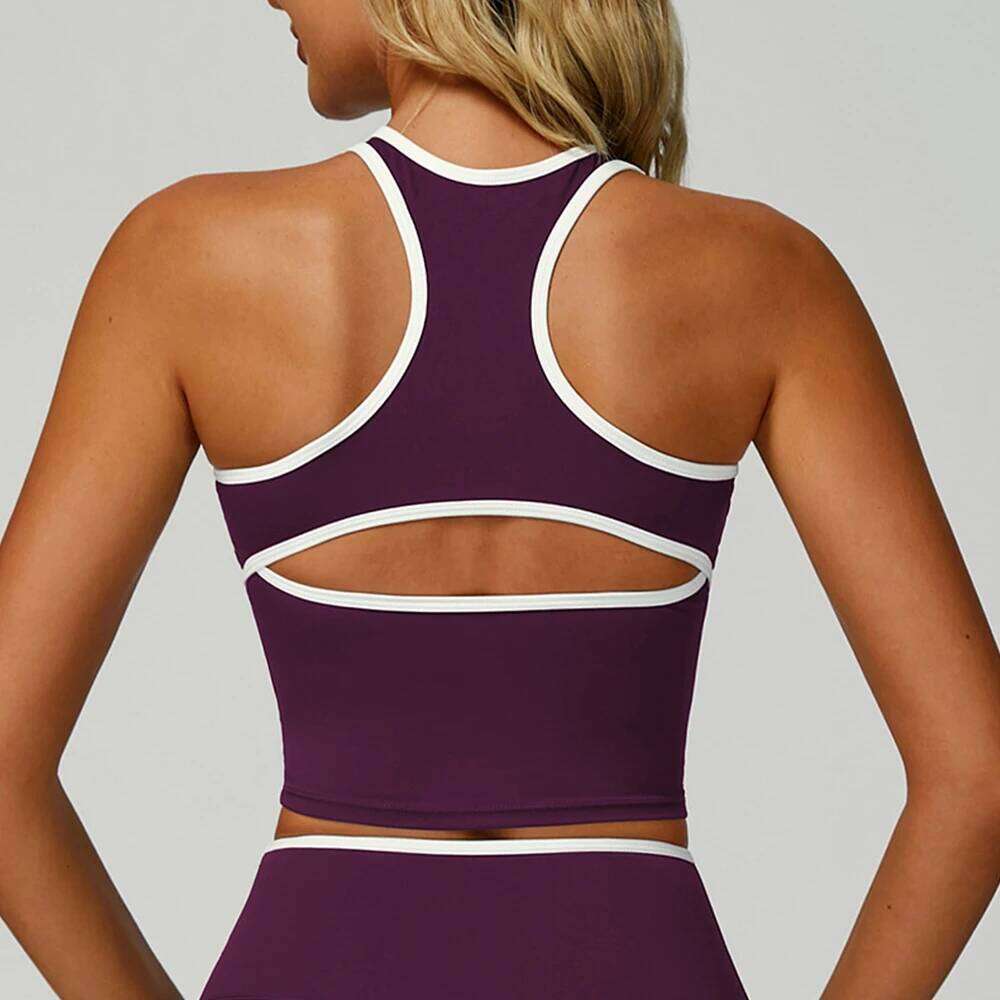 Color Block Sport Bra Vest Women high strength Tight Top Comprehensive Training Gym Workout Yoga Underwear With Chest Pad 25T1226