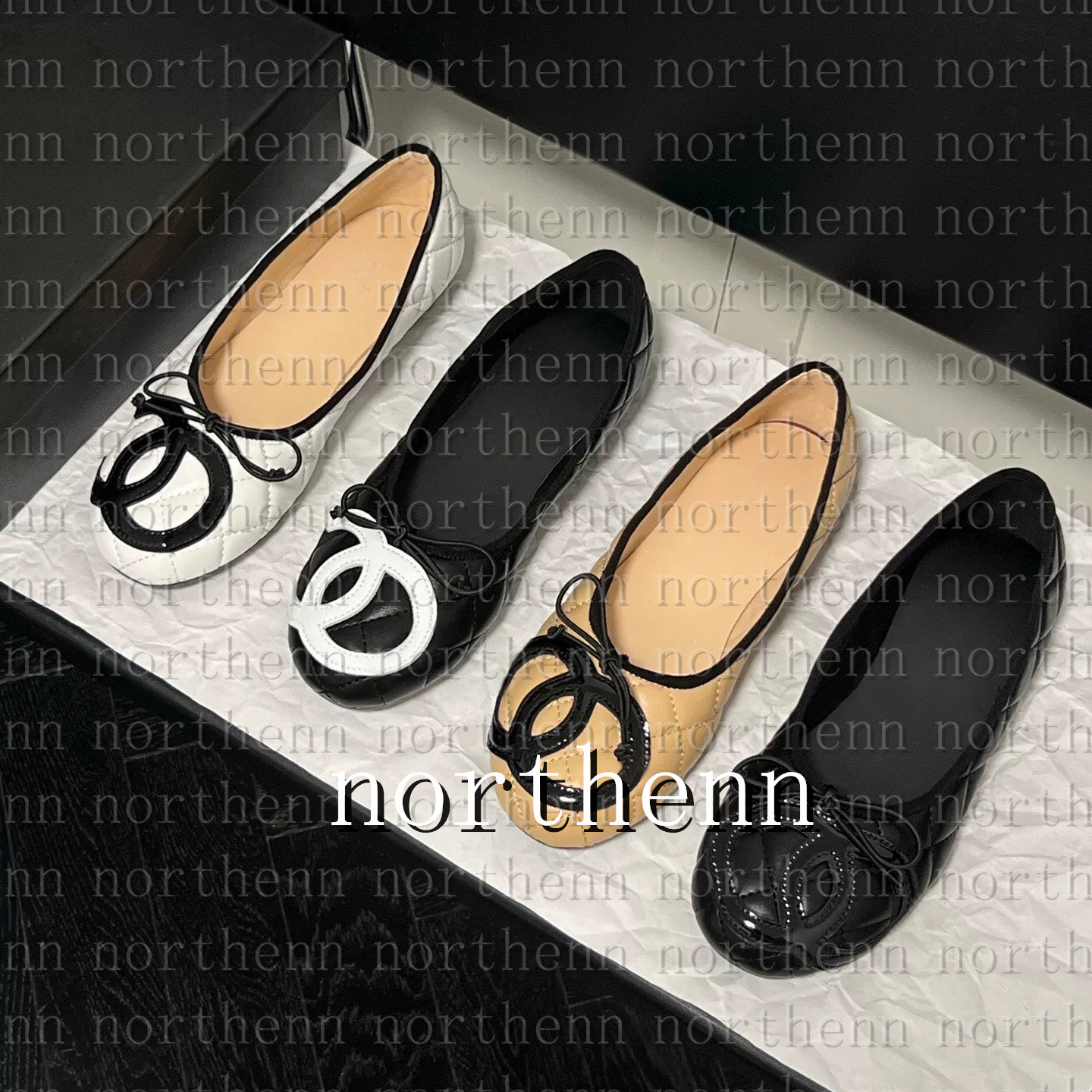 luxury new ballet flats Shoes Luxury Designer designer shoes women Woman Leather Black Quilted Ballet Flats Bow-knot Loafers High Quality Ladies flats