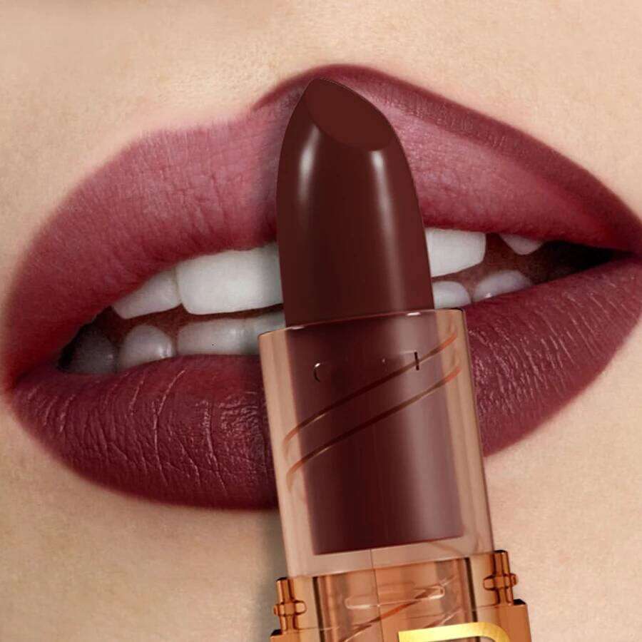 1PC Professional Lipstick Waterproof Lips Makeup Long Lasting Pigment Nude Brown Red Lipsticks Velvet Matte Lip Tint Cosmetics 25H1226