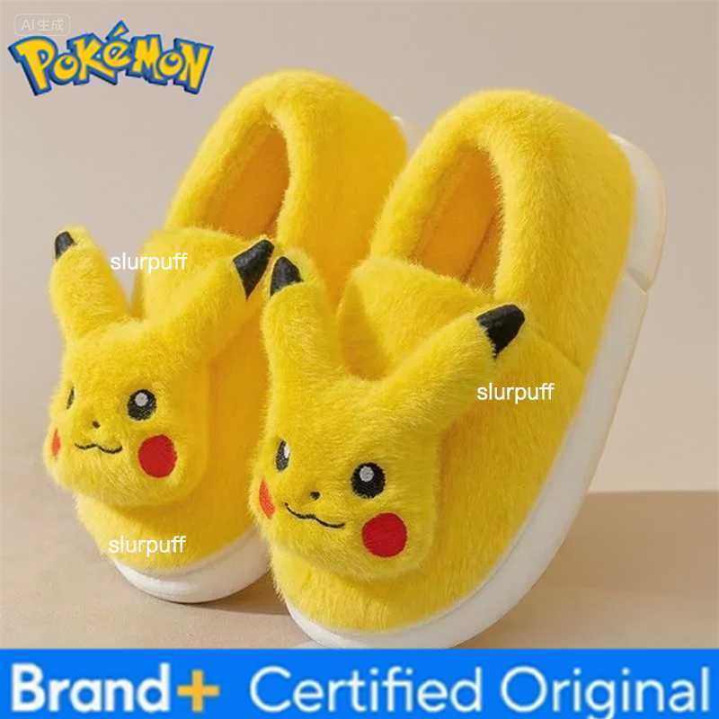 Pokemon Cartoon Pikachus Slippers Cute Non-Slip Warm Home Indoor Shoes Winter Cosplay Slipper W251226