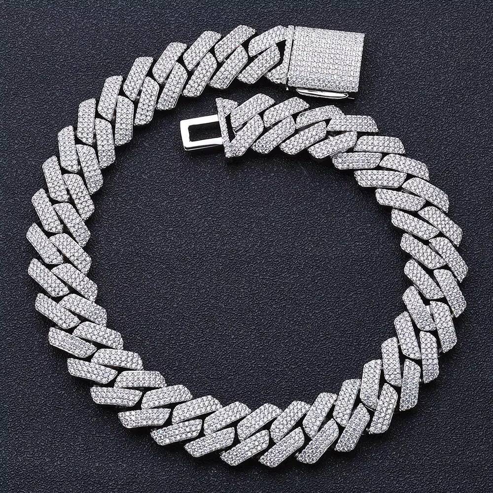 Chain Cuban Links Prong Chain Pass Diamond Tester Cuban Link Chain Necklace Rose Gold Plated