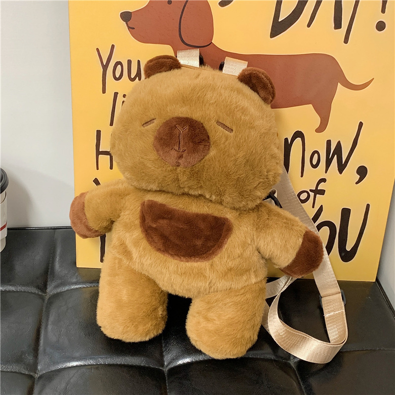 New Cute Girl Cartoon Gift Plush Bag Kapibala Student Doll jK Backpack