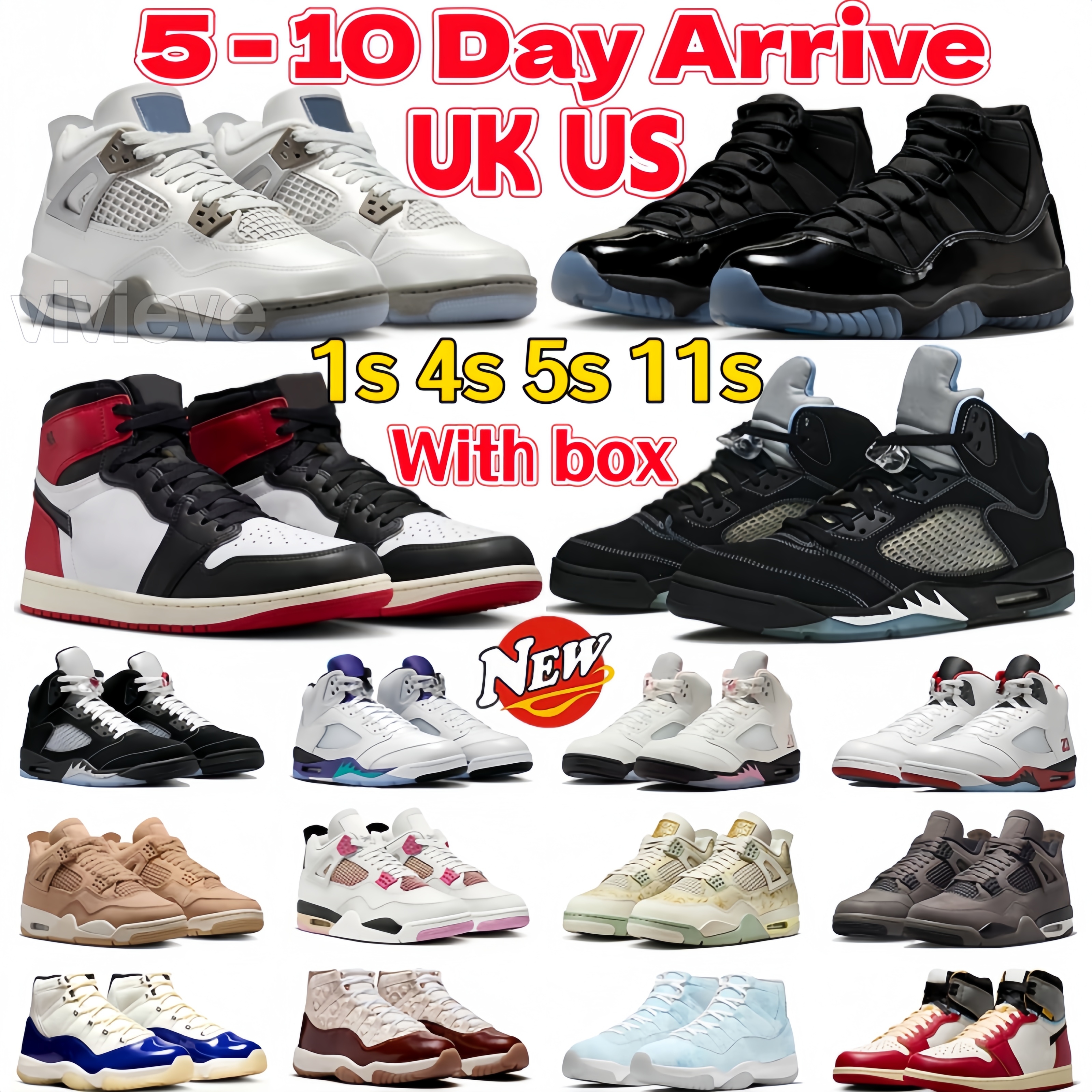 Designer Shoes 1s 4s 5s 11s Basketball Shoes for men women shoes Military Black Cat Cool Grey Bred Cave Stone Gamma Blue Pink Fire Red Olive trainers sports outdoor shoe