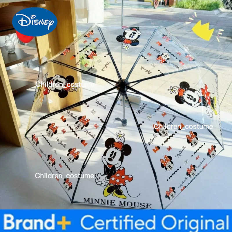 Disney Cartoon Cute Minnie Transparent Umbrella Mens and Womens Fresh New Value Fashion Trend Versatile Personalized Umbrella H251226