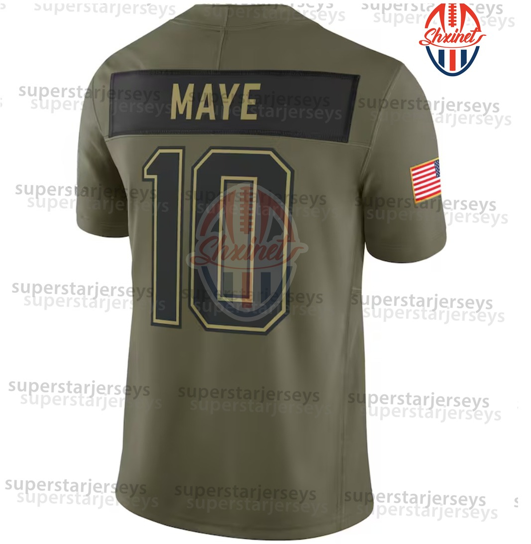 Custom 2025 Salute Football Jersey Service Drake Maye Stefon Diggs Christian Gonzalez 12 Brady Mike Vrabel New Arrivals Competive Quality