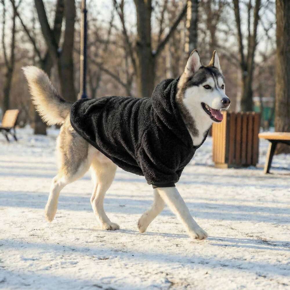 Winter Pet Clothes Fleece Warm Hoodie For Medium Large Dogs Soft Dog Plush Outdoor Coat Labrador Golden Retriever Clothing 25T1226