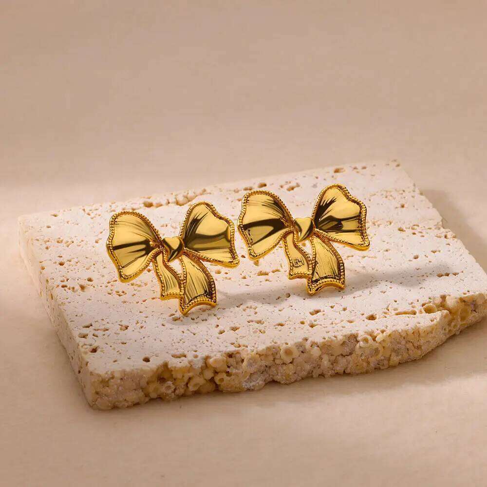 Bow Stainless Steel for Women Creative Bownot Wedding Stud Earrings Trendy Banquet Jewelry Gifts BFF mujer 25H1226