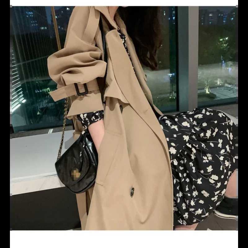 Trench Coat Womens Solid Color Cardigan Mid-length Long Sleeve Lapel TopT251226