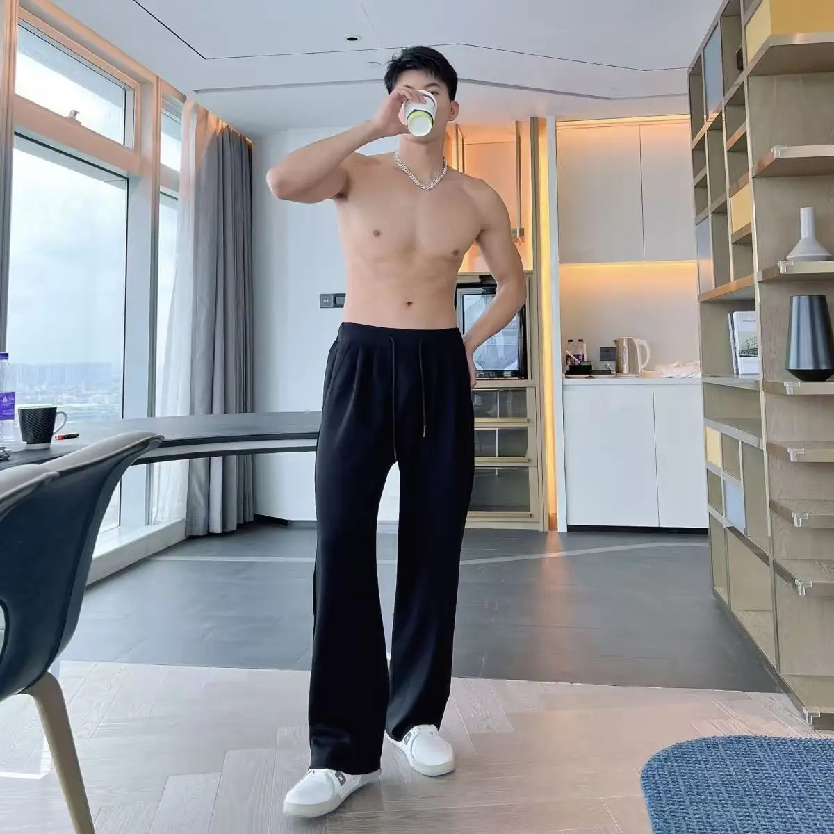 Korean style Sweatpants Sport Pants Men Running Spring Summer Loose Casual Sweat Straight Jogging 251226