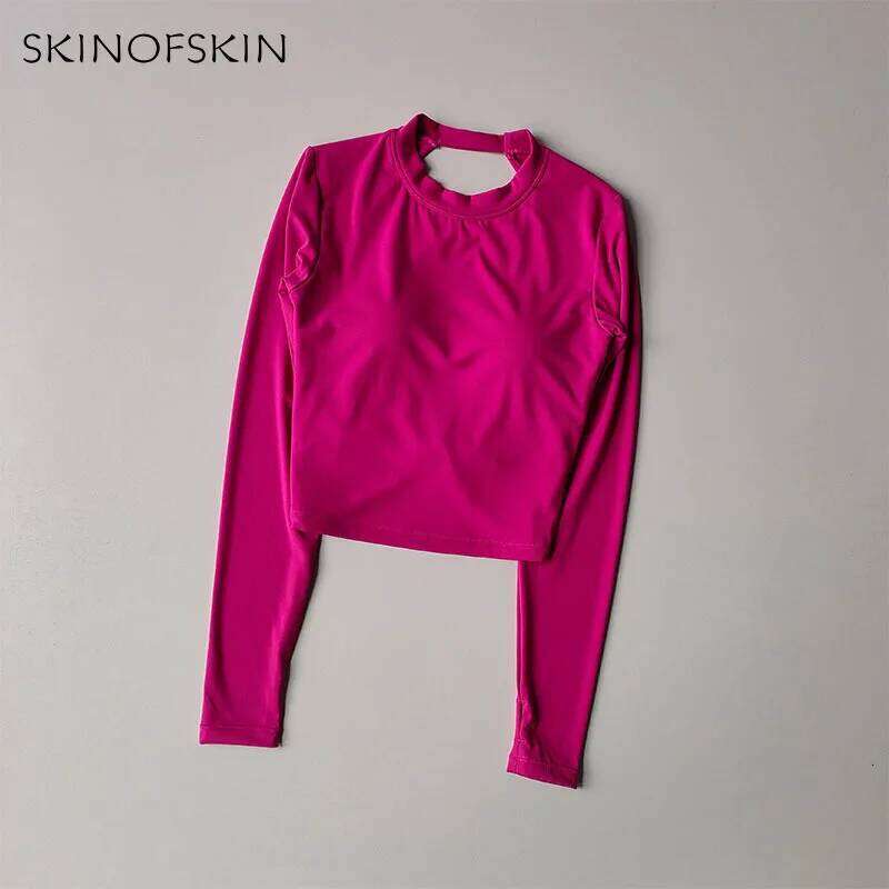 Sexy Back Sports Top for Women Autumn and Winter New Style Big Backless Yoga Suit Spicy Girl Long Sleeved Fitness T-shirt 25T1226