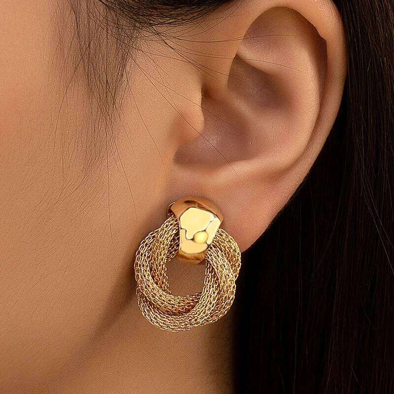 Vintage Metallic Twisted weaving Round Circle Dangle 2025 New Fashion Wedding Party Drop Earrings for Woman Jewelry 25H1226