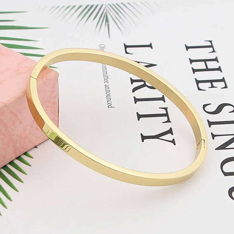 Hot Fashion Stainless Steel Jewelry Oval Bangle for Woman Child Charm Bracelet Party Love Wedding Brand Gift Wholesale 25T1226
