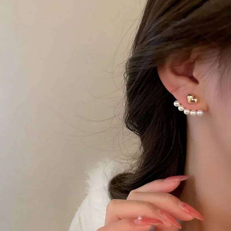 New 2024 Korean Fashion Heart Pearl Dangle Earrings Luxury Wedding Jewelry Accessories for Women Gift Pendientes Mujer 25H1226