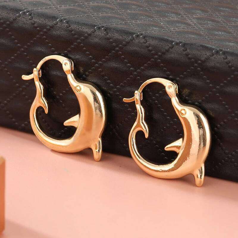 Fashion Cute Versatile Charming Sea Animal Small Dolphin Design Earrings Party Christmas Creative Birthday Valentine's Day Gift 25H1226
