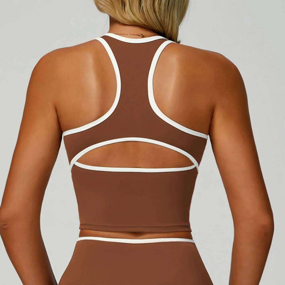 Color Block Sport Bra Vest Women high strength Tight Top Comprehensive Training Gym Workout Yoga Underwear With Chest Pad 25T1226