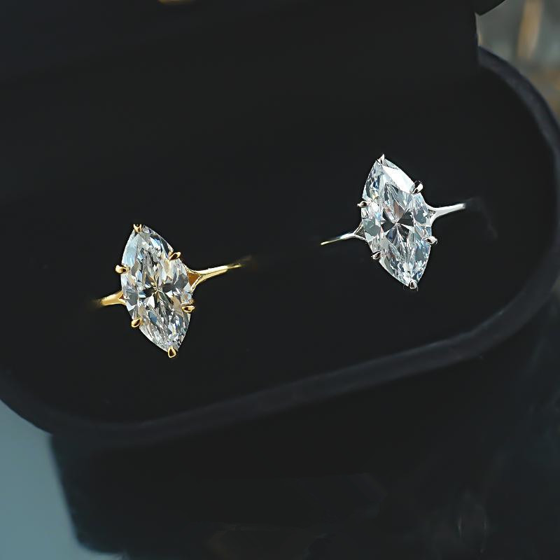 Choucong Ins Top Sell Solitaire Wedding Rings Simple Fashion Jewelry 925 Sterling Silver Fill 18k Gold Marquise Cut 5A Zircon CZ Diamond Elegant Women