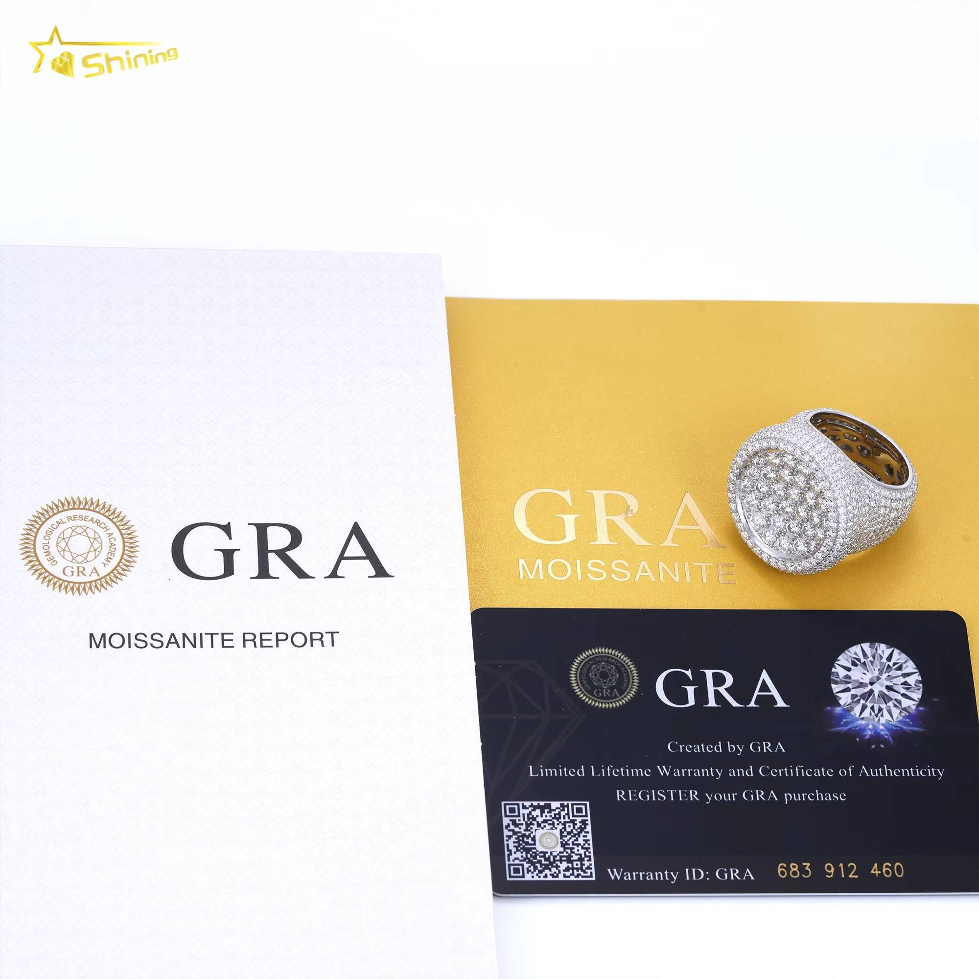 Iced Out Sterling Silver 925 Luxury Rings Fashion Hip Hop Mens Vvs Moissanite Ring