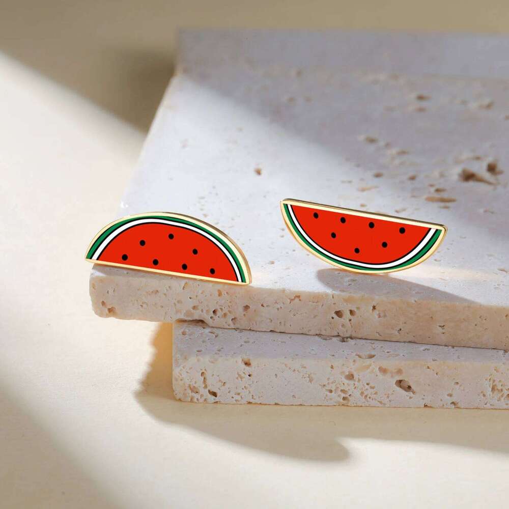 Skyrim Watermelon Stud Earrings For Women Girls Stainless Steel Gold Color Waterproof Fashion Jewelry Gift 25H1226
