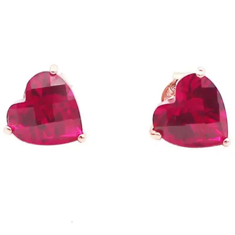 Light Luxury Romantic Heart Ruby Earings Stud Exquisite Classic Red Gemstone Earrings for Women Engagement Jewelry 25H1226